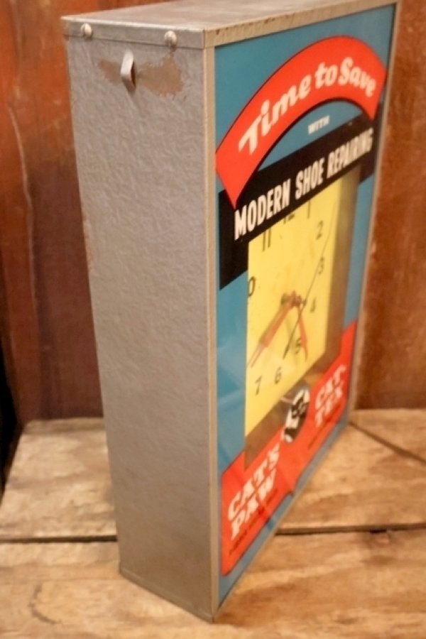 画像15: dp-260401-01 CAT'S PAW CAT-TEX / 1950's Advertising Lighted Clock