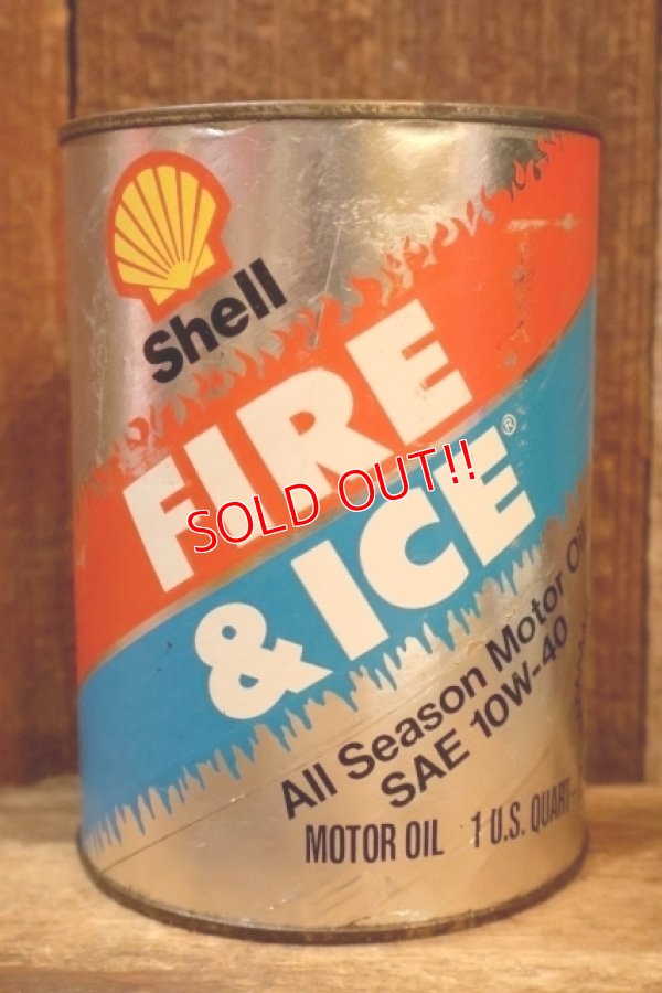 画像1: dp-230901-120 Shell / 1970's〜 FIRE & ICE ONE U.S. QUART MOTOR OIL CAN