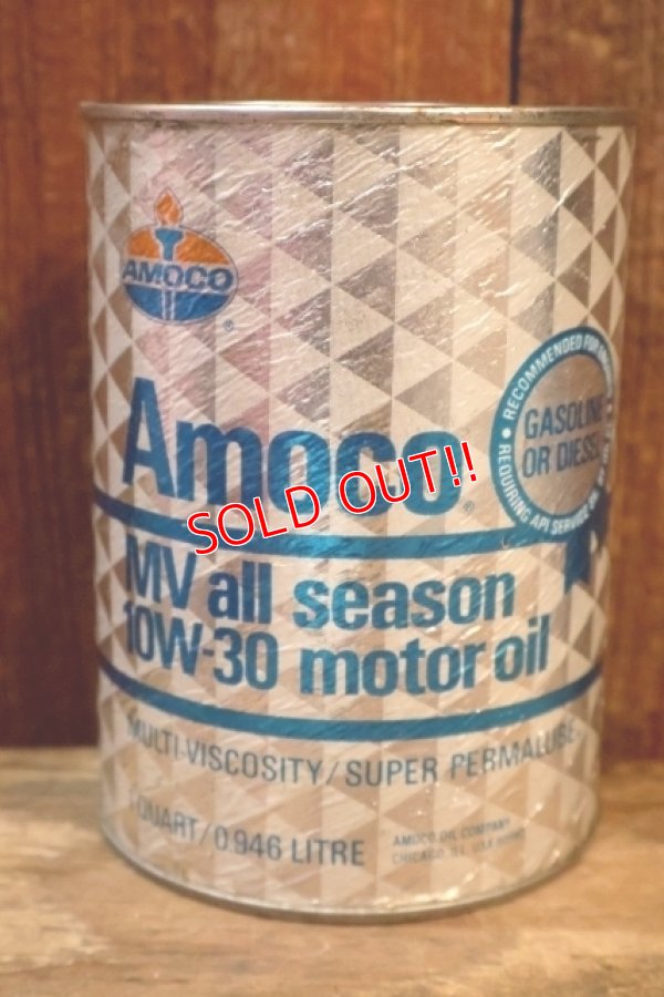 画像1: dp-230901-120 AMOCO / MV all season 10W-30 motor oil ONE U.S. QUART CAN