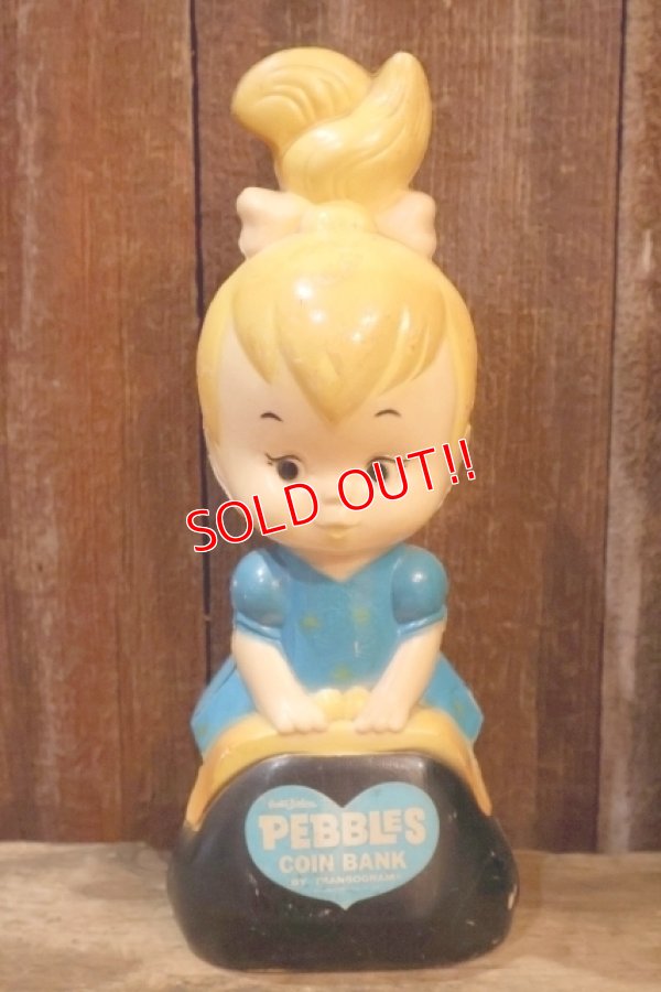 画像1: ct-260401-31 Pebbles Flintstone / TRANSOGRAM 1960's Plastic Coin Bank