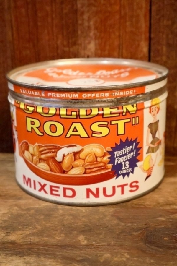 画像1: dp-260601-17 "GOLDEN ROAST" MIXED NUTS 1960's〜 TIN CAN
