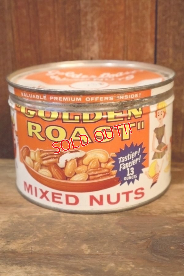 画像1: dp-260601-17 "GOLDEN ROAST" MIXED NUTS 1960's〜 TIN CAN