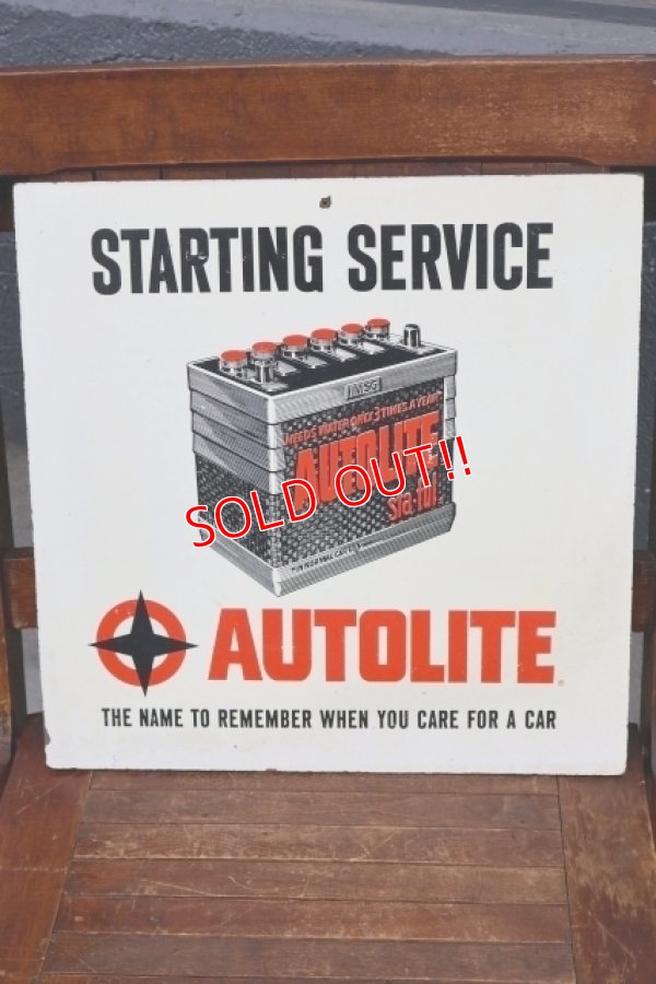 画像1: dp-260601-27 AUTOLITE 1960's STARTING SERVICE Wood Sign
