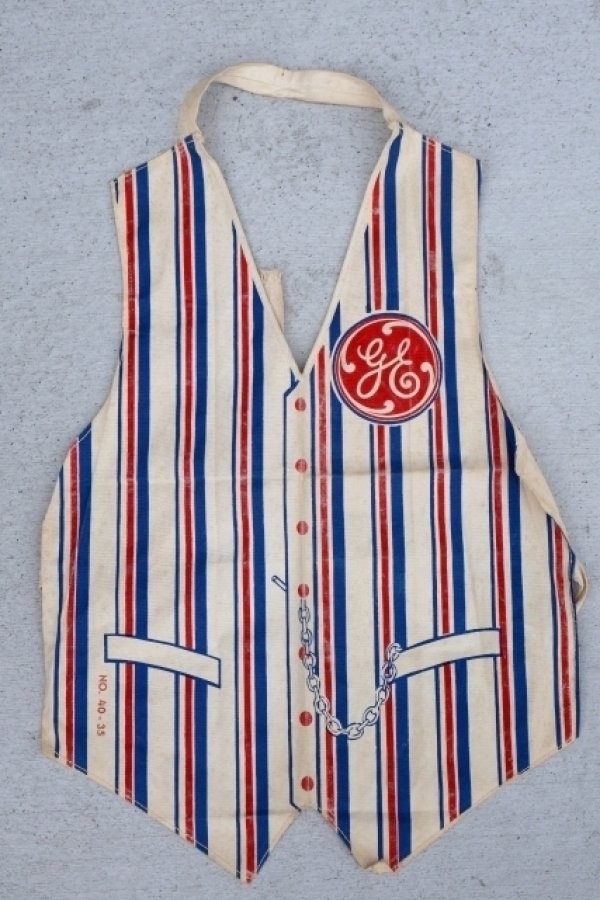 画像1: dp-260529-04 GENERAL ELECTRIC 1960's Striped Kid's Apron