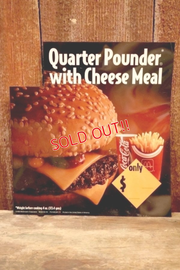 画像1: dp-230901-45 McDonald's / 1993 Menu Sign "Quarter Pounder with Cheese Meal"