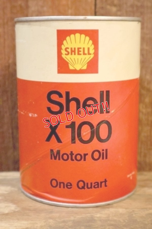 画像1: dp-260801-08 SHELL Shell X 100 MOTOR OIL ONE U.S. QUART CAN