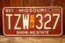 画像1: dp-250205-21 License Plate 1980's MISSOURI "TZW 327" (1)
