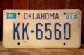 dp-250205-21 License Plate 1980's OKLAHOMA "KK-6560"