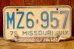 画像1: dp-250205-21 License Plate 1970's MISSOURI "MZ6-957" (1)