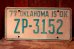 画像1: dp-250205-21 License Plate 1970's OKLAHOMA "ZP-3152" (1)