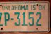画像2: dp-250205-21 License Plate 1970's OKLAHOMA "ZP-3152" (2)