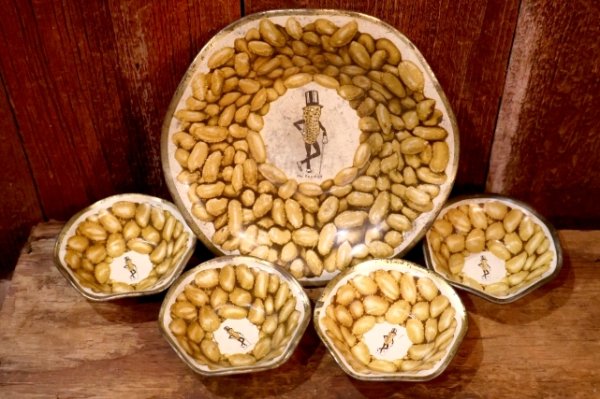 画像1: ct-210401-06 PLANTERS / MR.PEANUT 1950's-1960's Tin Tray 5pcs set