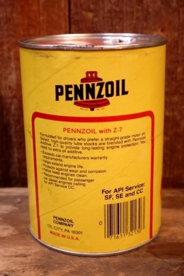 画像4: dp-260417-08 PENNZOIL WITH Z-7 S.A.E. 30  ONE U.S. QUART MOTOR OIL CAN