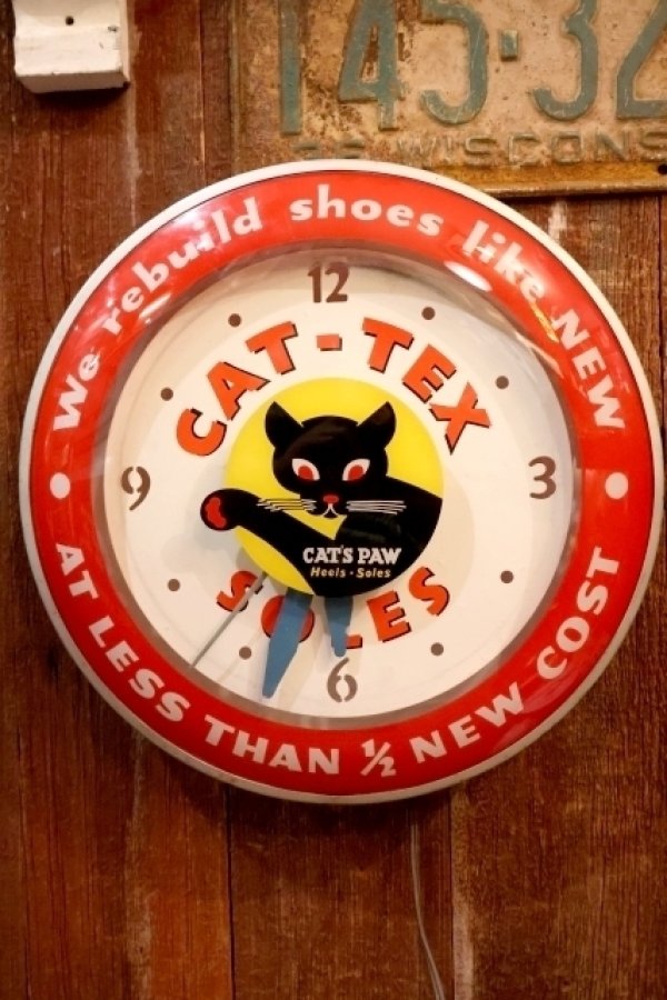 画像5: dp-260520-03 CAT-TEX 1940's-1950's Light-Up Wall Clock