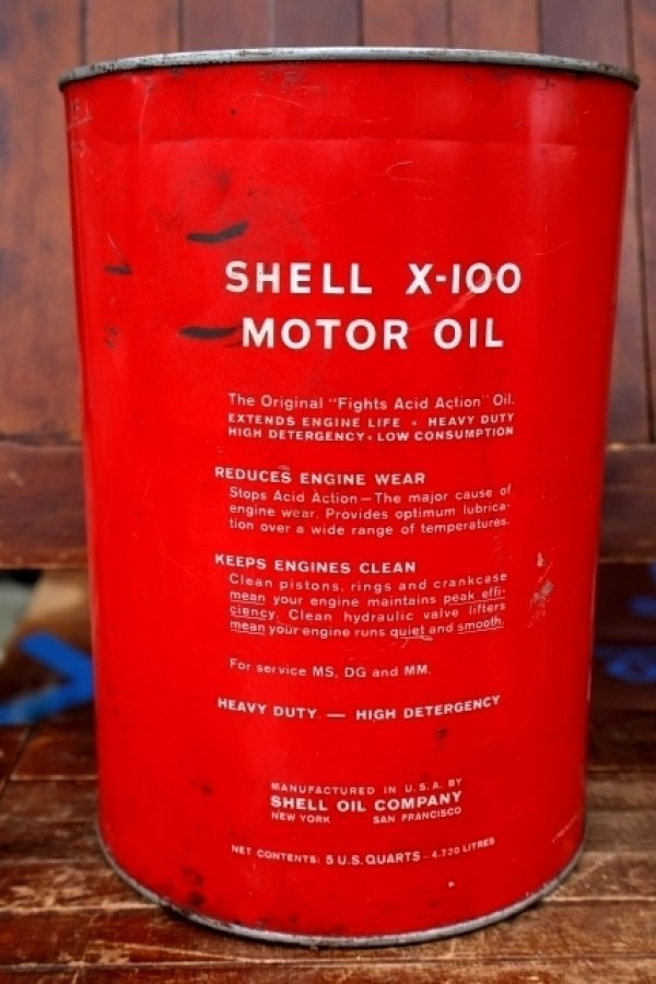 画像4: dp-260901-50 SHELL 1960's X-100 MOTOR OIL 5 U.S. QUARTS CAN
