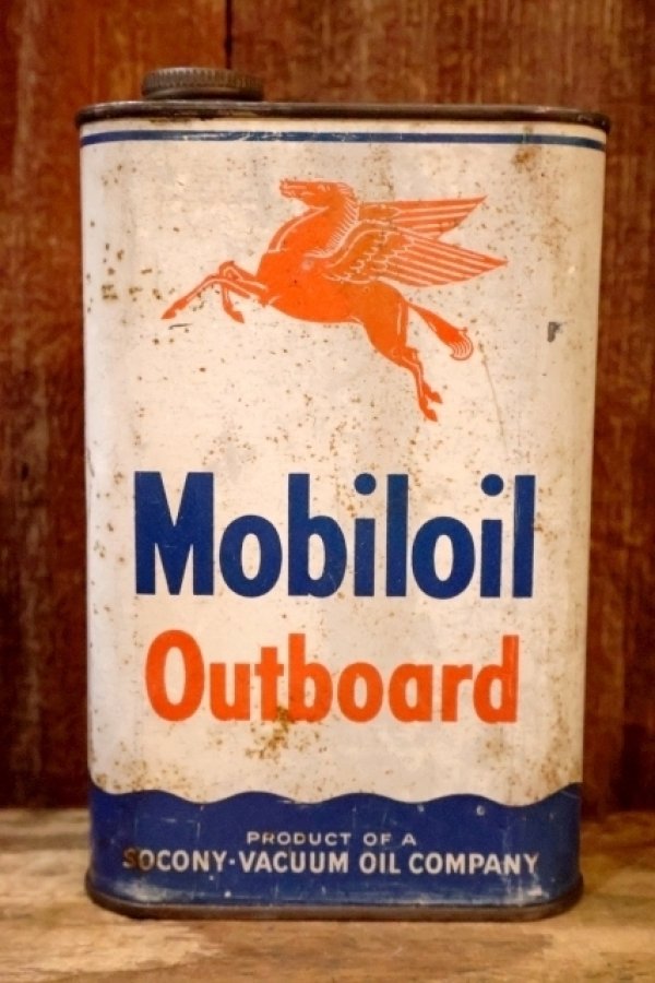 画像1: dp-260901-68 Mobiloil Outboard 1940's-1950's ONE U.S. QUART CAN