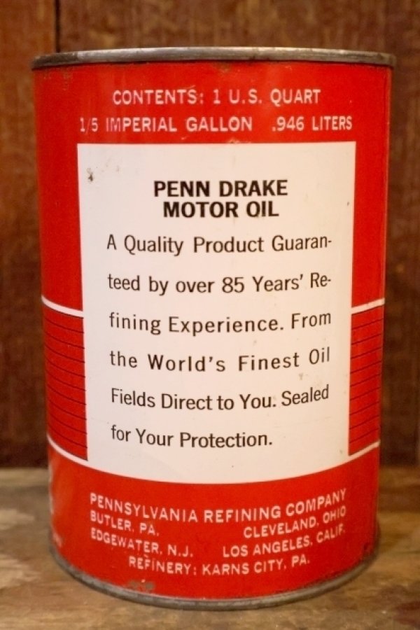画像3: ct-260902-06 PENNSYLVANIA REFINING COMPANY 1950's-1960's penn drake ONE U.S. QUART MOTOR OIL CAN