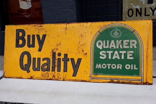 画像1: 【※店頭ピックのみ】dp-260901-25 QUAKER STATE MOTOR OIL 1960's "Buy Quality" Metal Sign
