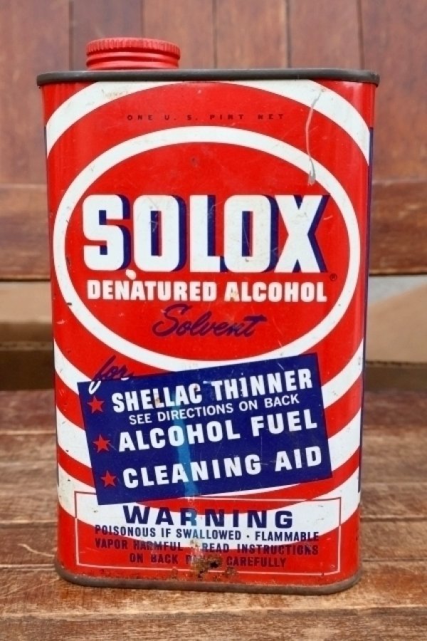 画像1: dp-260902-21  U.S. INDUSTRIAL CHEMICALS CO. / SOLOX DENATURED ALCOHOL ONE U.S. PINT CAN