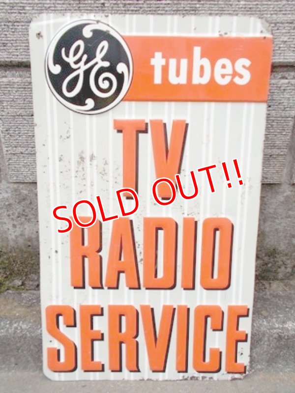 画像1: dp-120705-30 General Electric / G.E Tubes 40's-50's TV RADIO SERVICE sign