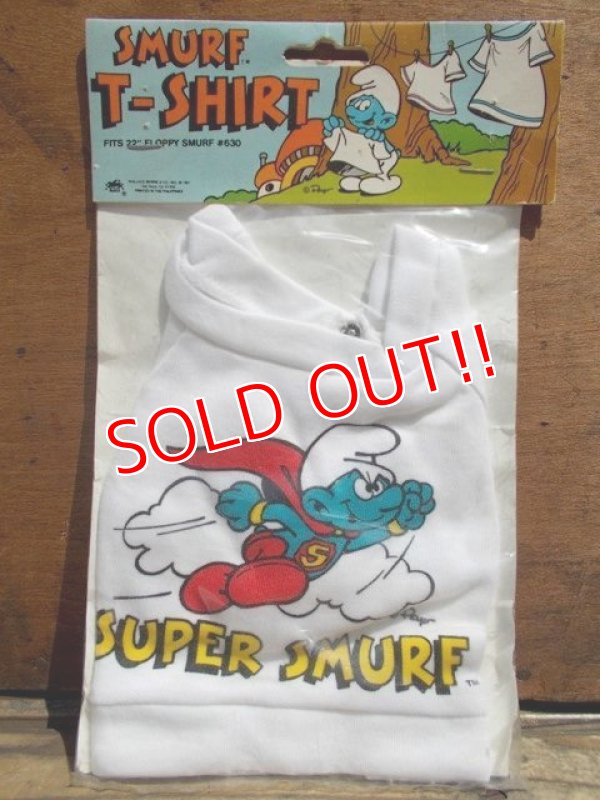 画像1: ct-130702-27 Smurf / 80's Plush doll T-Shirt "Super Smurf"