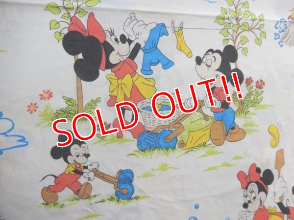 画像2: ct-131001-23 Disney Characters / 70's Flat Sheet (Twin)