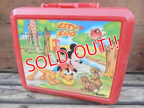 画像1: ct-131121-10 Mickey Mouse & Pluto / Aladdin 90's Plastic Lunchbox