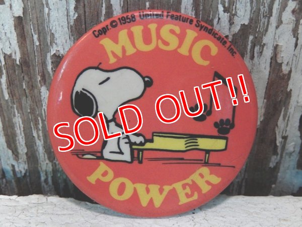 画像1: ct-140211-08 Snoopy / 70's Pinback "MUSIC POWER"