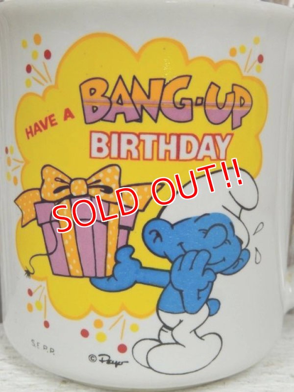 画像2: ct-140509-18 Smurf / 80's Ceramic Mug "Happy Birthday"