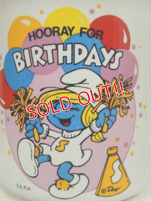 画像2: ct-140509-19 Smurfette / 80's Ceramic Mug "Hooray For Birthdays"