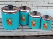 画像1: dp-150101-10 Ransburg / Vintage Turquoise blue canister 4pc