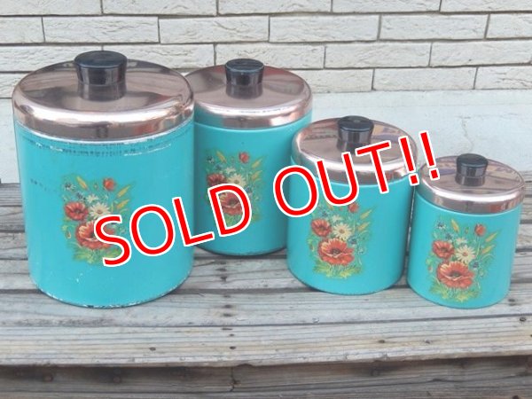 画像1: dp-150101-10 Ransburg / Vintage Turquoise blue canister 4pc