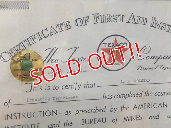 画像2: dp-150302-04 TEXACO / 40's Certificare of First Aid Instructions Frame
