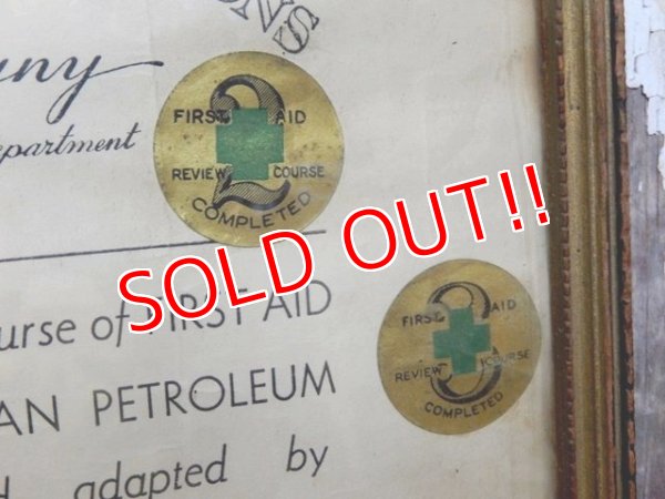 画像5: dp-150302-04 TEXACO / 40's Certificare of First Aid Instructions Frame