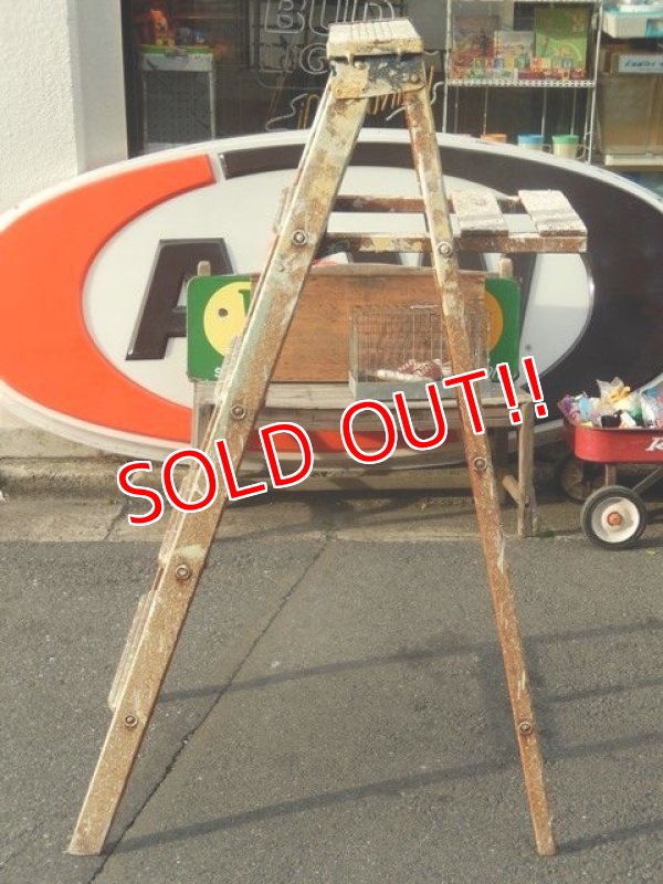 画像4: dp-150317-03 Vintage Wood Step Ladder (Large)