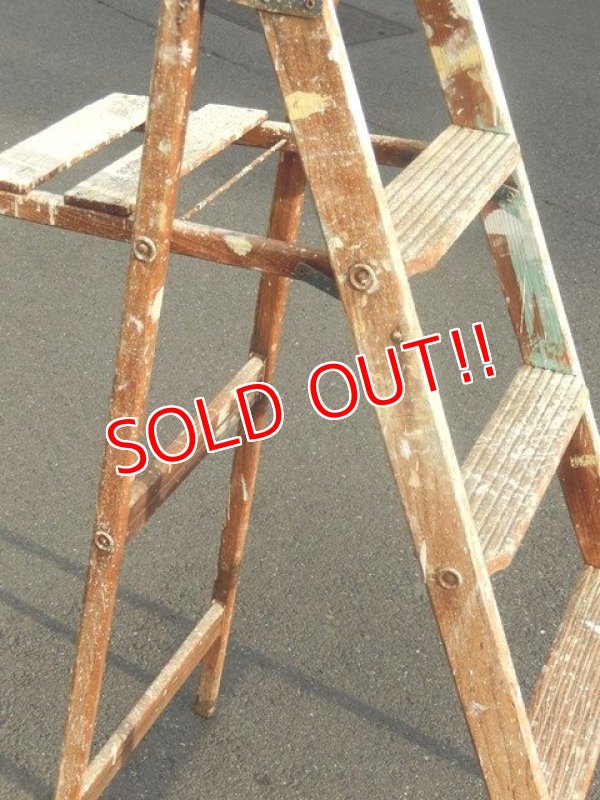 画像6: dp-150317-03 Vintage Wood Step Ladder (Large)