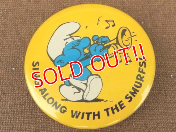 画像1: ct-151005-13 Smurf / 80's Pinback "Sing Along with the Smurfs!"