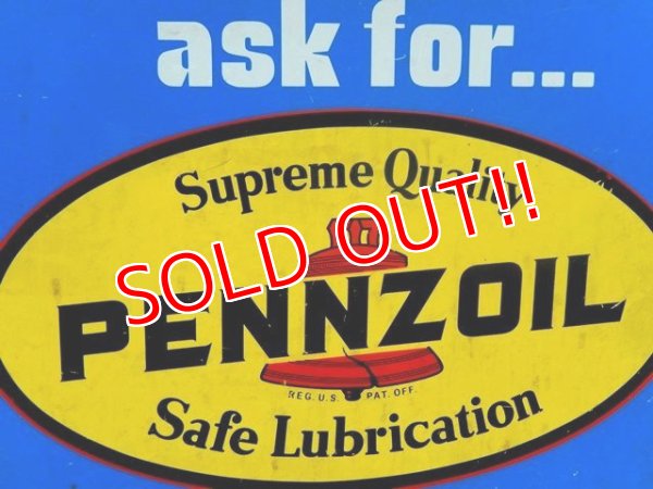 画像2: dp-160302-17 Pennzoil / 70's W-side Metal Sign