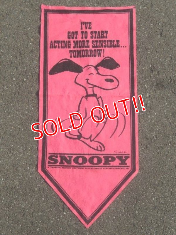 画像1: ct-160519-11 PEANUTS / 60's Banner "Snoopy" Pink