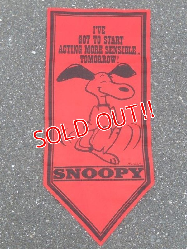 画像1: ct-160721-02 PEANUTS / 70's Banner "Snoopy" Red