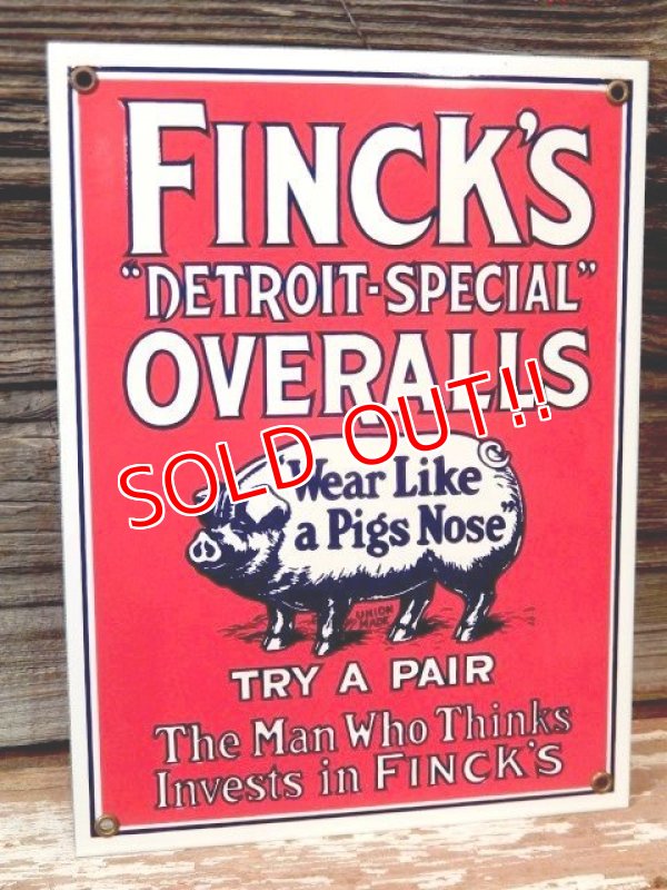 画像1: dp-170404-06  Finck's Overalls / 1930's Porcelain Sign