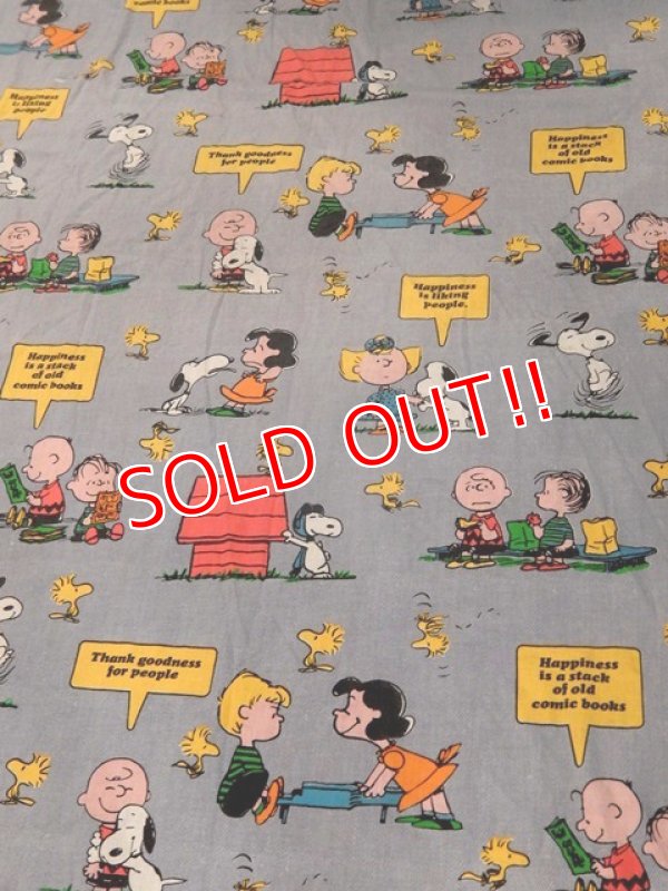 画像1: ct-170601-12 PEANUTS / 1970's Flat Sheet (Twin)