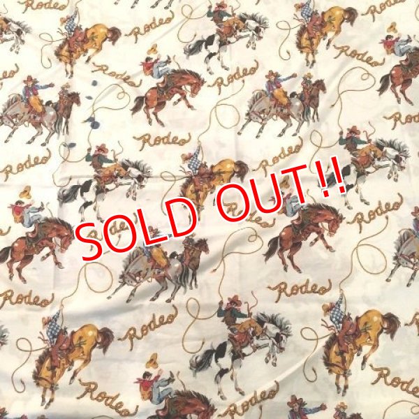 画像1: ct-170901-39 Vintage Flat Sheet "Cowboy" (Twin size)