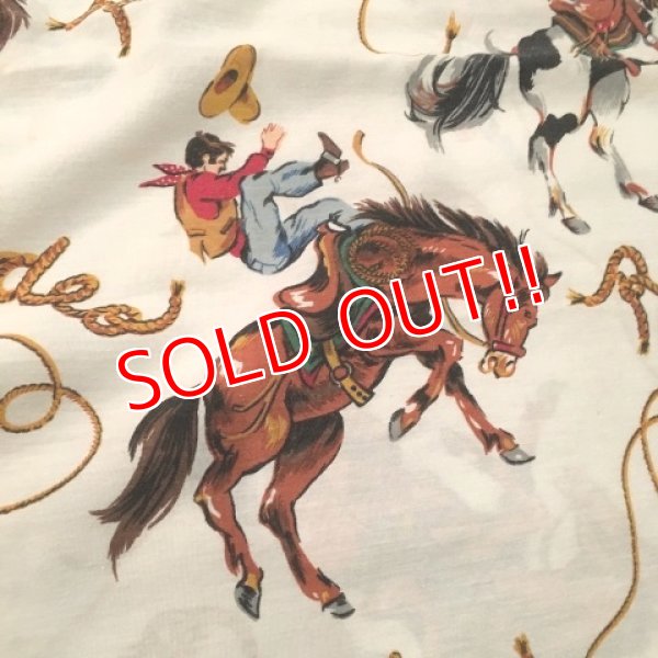 画像3: ct-170901-39 Vintage Flat Sheet "Cowboy" (Twin size)