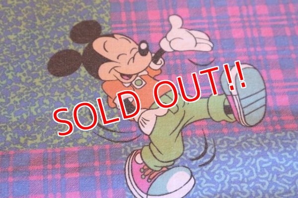 画像3: ct-180201-93 Mickey Mouse & Pluto / 1980's Flat Sheet (Twin size)