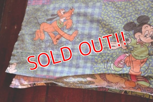画像8: ct-180201-93 Mickey Mouse & Pluto / 1980's Flat Sheet (Twin size)