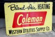 画像1: dp-180401-07 Coleman / 1960's W-side Metal Sign