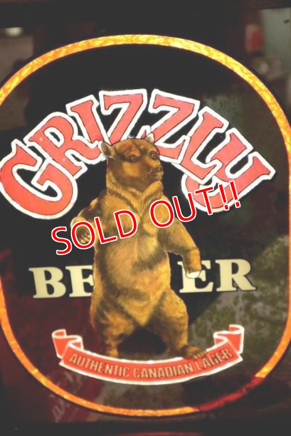 画像2: dp-181203-14 GRIZZLY BEER / 1970's Pub Mirror & Lighted Sign