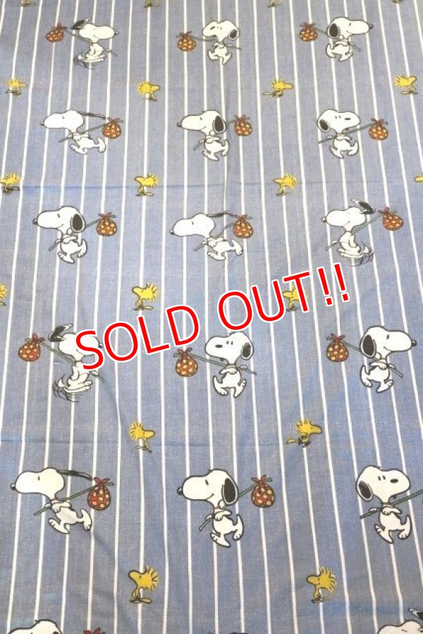 画像1: ct-181203-66 PEANUTS Snoopy / 1970's Flat Sheet (Twin size)