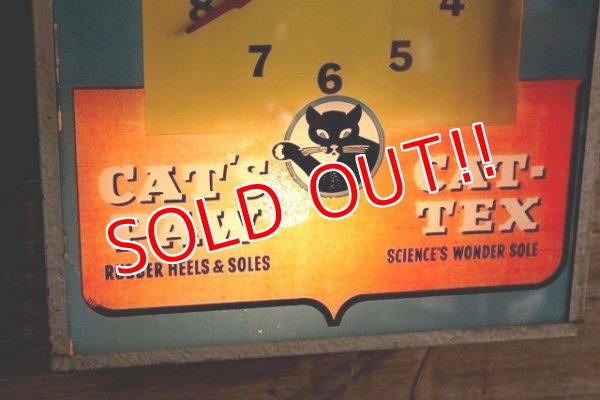 画像2: dp-190101-12 CAT'S PAW CAT-TEX / 1950's Advertising Lighted Clock